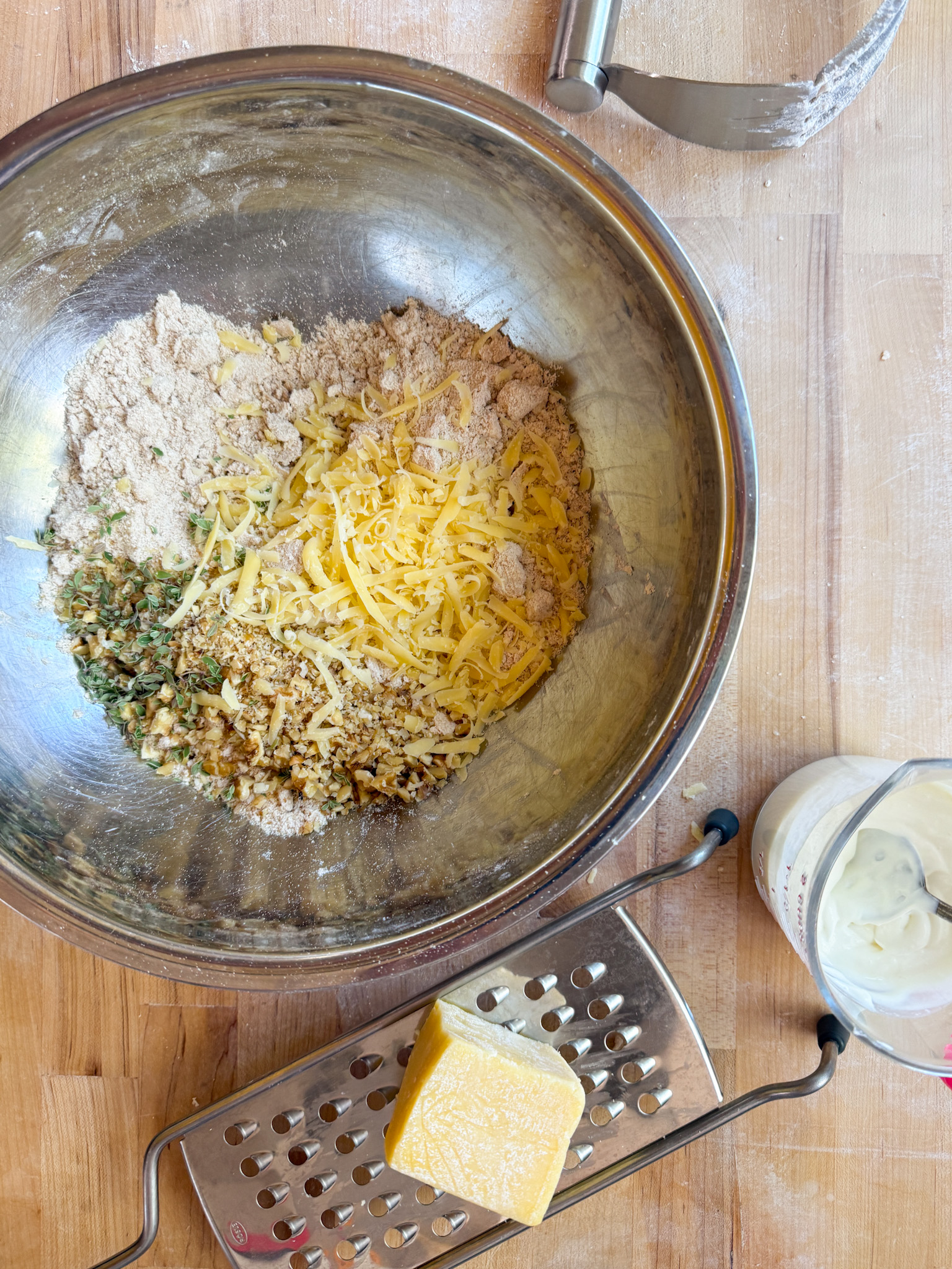 Spelt Biskies with Walnuts, Thyme, & aged Cheddar